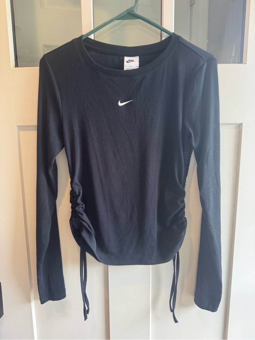 Nike Black Long Sleeve Side-Ruched Tee